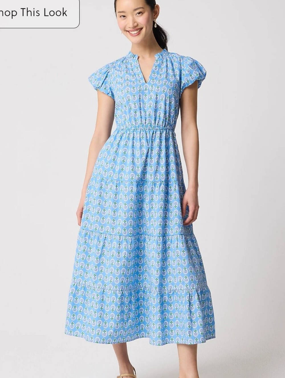 Light Blue Floral V-Neck Maxi Dress Willa - Picture 2 of 9